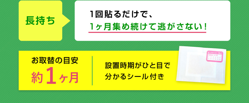 1回貼るだけで、3ヶ月集め続けて逃がさない！